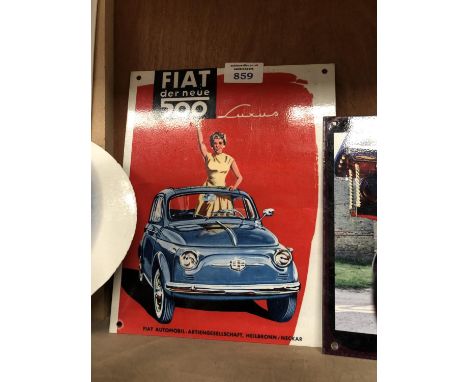 A FIAT 500 VINTAGE STYLE METAL SIGN 