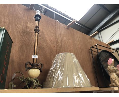 A MARBLE STYLE LAMP WITH NEW SHADE 