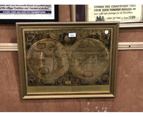 A VINTAGE STYLE GILDED ATLAS PRINT 