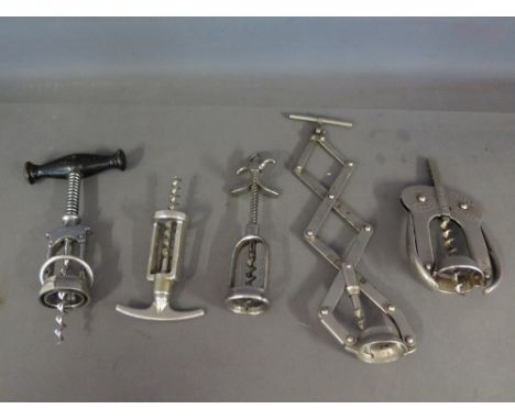 A Magic lever cork drawer - an ideal scissor action corkscrew stamped Brevette, a nickel plated corkscrew marked DRGM origina