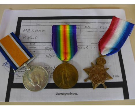 A 1914/15 medal trio to 8967 Pte Robert Mesham Army Cyclist Corps