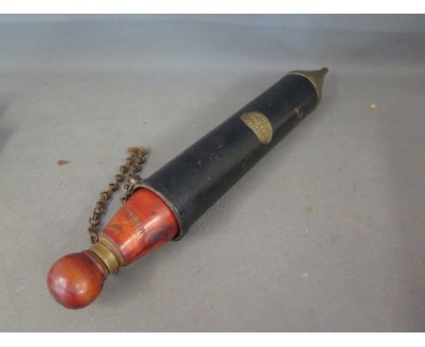 A rare Automobilia collectable grease gun being brass steel and wood Ross Courtney of London, with brass patent plaque as exh