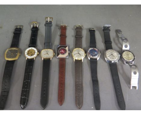 A collection of eight mechanical Swiss watches to include two automatic wrist watches and six manual wind, makers include Fav