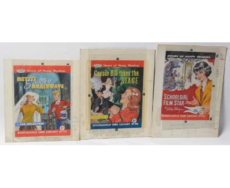 Original Front Cover Artwork Fleetway Publications' comic "Schoolgirls' Own Library", issue No's. 325, 327, 347, 356, gouache