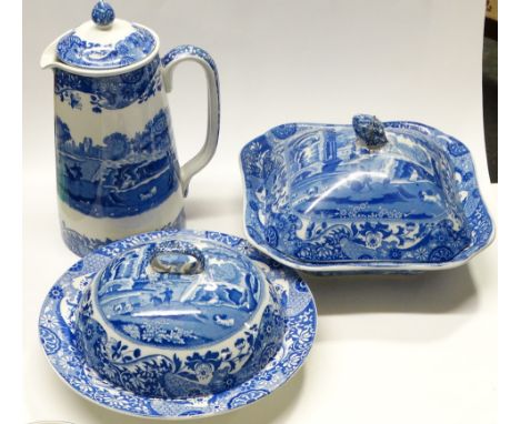 COPELAND SPODE ITALIAN COFFEE POT & 2 TUREENS (1 REPAIRED) 