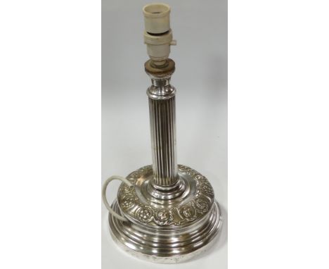 SILVER PLATED CORINTHIAN COLUMN TABLE LAMP REG NO.281515 