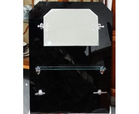 ART DECO MIRROR BATHROOM GLASS SPLASHBACK WITH SHELF 