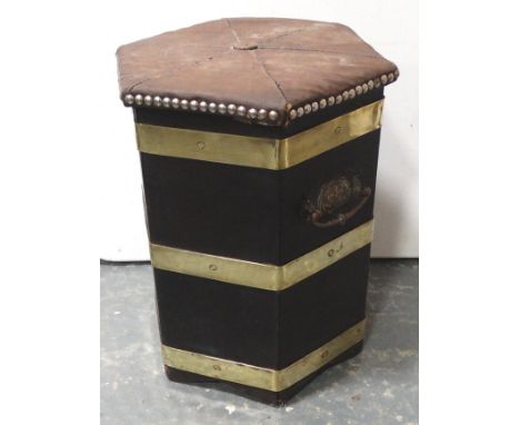 BRASS BOUND LIFT LID STOOL 