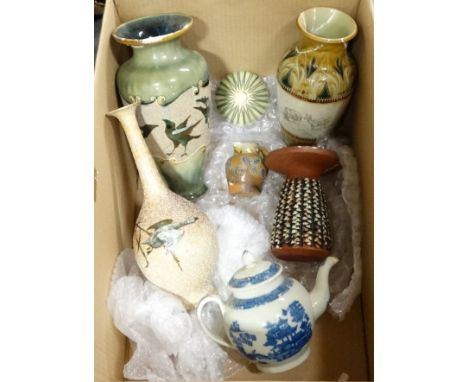 BOX OF POOLE, DOULTON, BLUE / WHITE CHINA FOR RESTORATION 