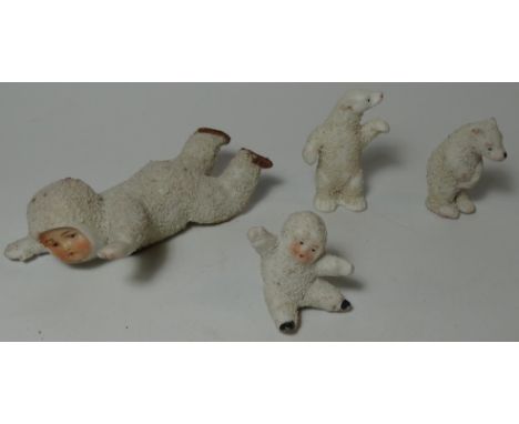 4 VICT CERAMIC CAKE DECORATIONS 2 SNOW BABIES & 2 POLAR BEARS 
