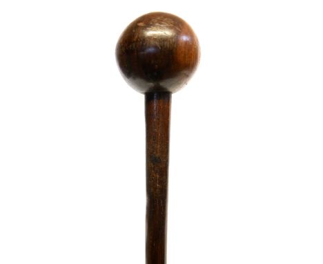 African hardwood Zulu knobkerrie. 78cm long