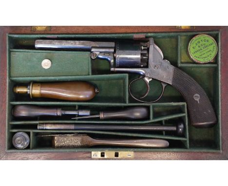 Percussion 80 bore Bentley presentation revolver, with 4.5inch octagonal sighted barrel fitted with a side loading lever, six