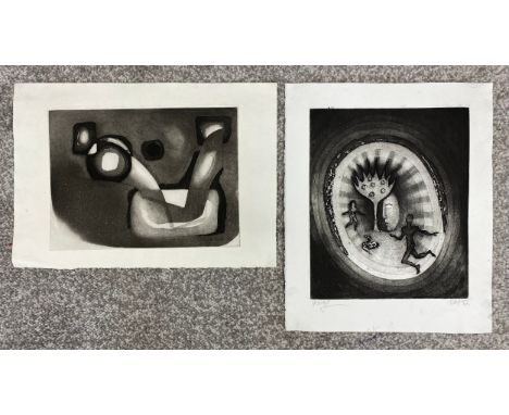 Natalie d'Arbeloff (b.1929), a signed artist's proof etching with aquatint titled 'The Garden of Eden', along with another et