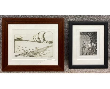 Two signed etchings by Tim Soper; one limited edition artist's proof etching with aquatint titled 'David', the other titles '