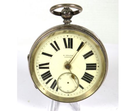 Vintage Silver cased Pocket watch Enamel face. Chester hallmark made by H Stone of Leeds, Fusee movement. Second hand missing