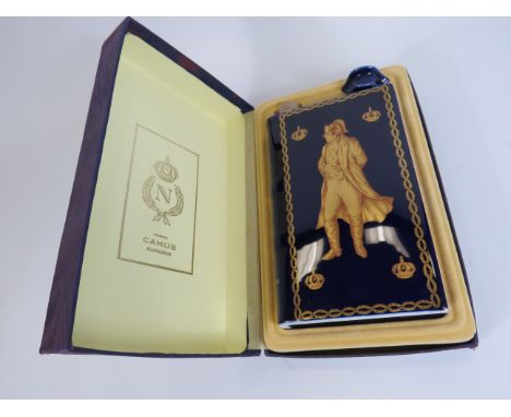 Full Unopened bottle of Limited edition Camus Napoleon Cognac in a blue gold Limoges bottle and original box.