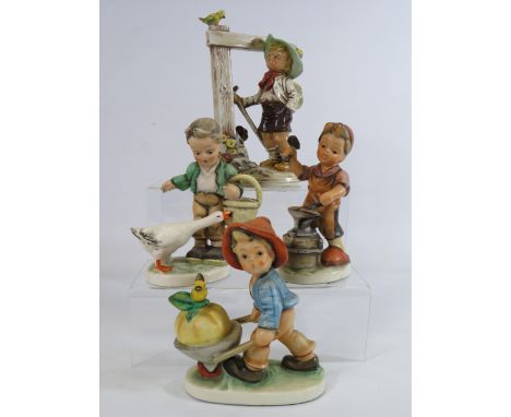 3 Friedel figurines plus a Goebel style figurine, the tallest measures 19cm.