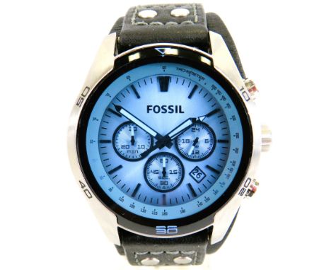 Gents Fossil Quartz Chronograph with thick leather strap in excellent conditon. Running order. See photos. 