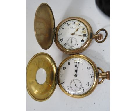 Gents Vintage Rolled Gold Pocket Watches Hand-wind Inc. Half Hunter Etc. x 2 406365