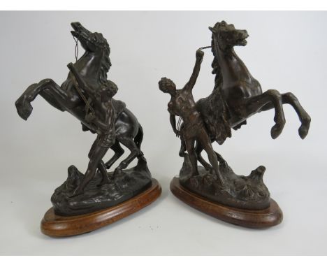 Pair of vintage spelter Marley horses sculptures which stand approx 31cm tall.