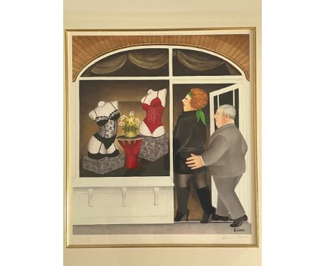 Beryl Cook Signed Lithograph, Limited Edition Number 576-650  Published 1988  'Lingerie Shop'    Measures 18 x 16 inches unfr
