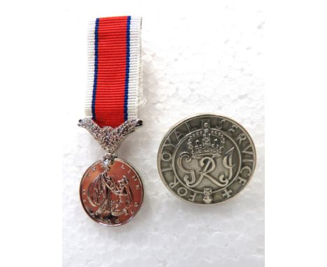 Miniature Hors De Combat, In the line of Duty medal together with a WW2 Kings Badge for Loyal Service, button hole type with 