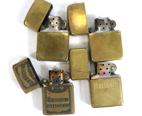 4 x Zippo Lighters Inc Vintage Brass - Jack Daniels &amp; Marlboro      549845