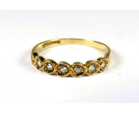 9ct Gold Stone set half eternity ring.  Finger size 'P'    1.3g