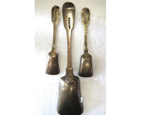 Three Antique Georgian Irish silver Caddy Spoons with Dublin Hallmarks.. Total Silver Weight 63g