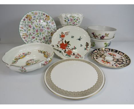 Mixed ceramics lot to include Minton Haddon hall, Royal Crown Derby, Royal Worcester and Aynsley.