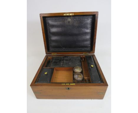 Vintage rosewood ladies vanity box with brass inlay 12" long, 9" deep and 5.5" tall.