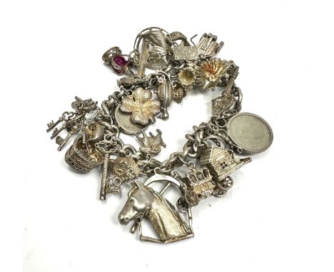 Silver charm bracelet with animal charms (115g)