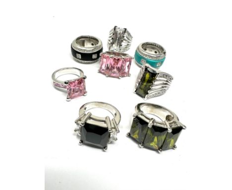 A collection of silver  cocktail rings (117g)