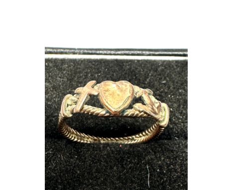 9ct rose gold "Faith, Hope and Charity" dress ring (1.8g)