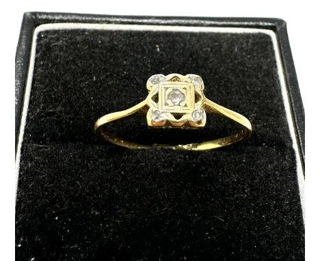 Antique art deco 18ct &amp; plat diamond ring weight 1.8g