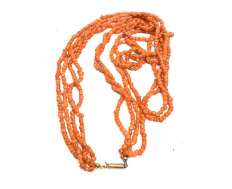 9ct gold coral bead necklace (28.9g)