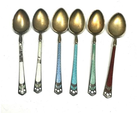 6 x .925 enamel teaspoons enamel wear