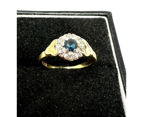 Vintage 18ct gold sapphire &amp; diamond ring weight 3.2g