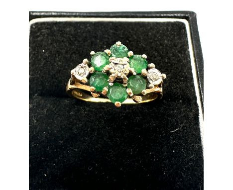 9ct gold emerald &amp; diamond ring weight 3g