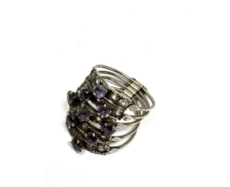 Silver stacking ring set with colour change Sapphires (7g)