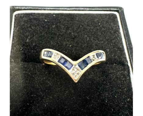 9ct gold sapphire &amp; diamond ring weight 1.8g