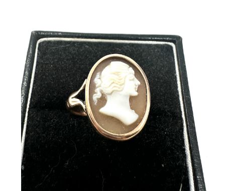 gold antique carved shell cameo portrait ring (3g)