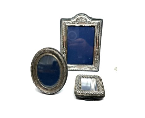 3 x Vintage Hallmarked STERLING SILVER Photo Frames largest measures approx 17cm by 12cm