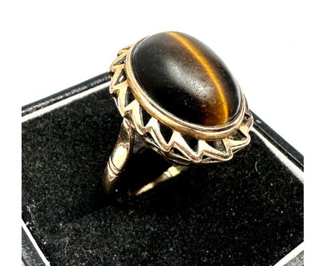 Vintage 14ct gold tigers eye ring weight 6.2g