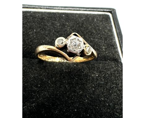 Vintage 9ct &amp; plat diamond ring weight 2g
