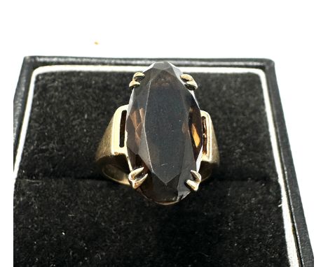 Vintage 9ct gold  smokey quartz ring weight 4.2g