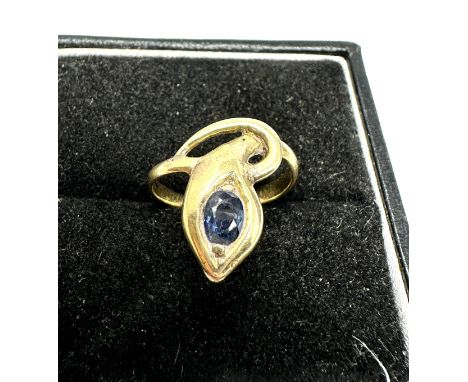 12ct gold antique sapphire set snake ring (1.8g)