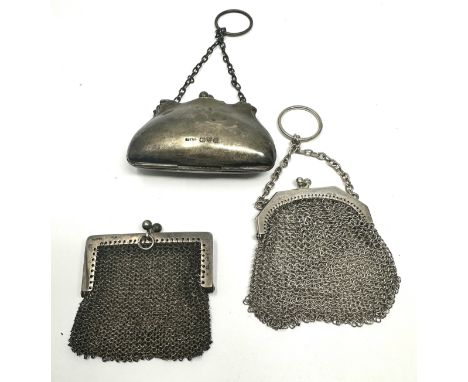 3 x Antique / Vintage .800 &amp; .925 Bags / Purses