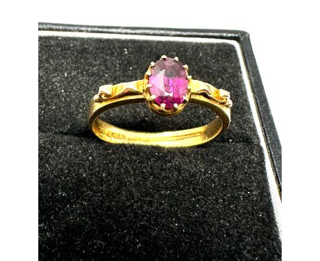 Antique 18ct gold amethyst ring weight 2.5g