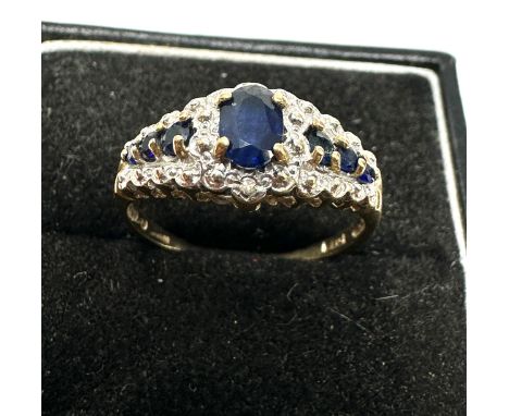 9ct gold diamond &amp; sapphire dress ring (2.6g)